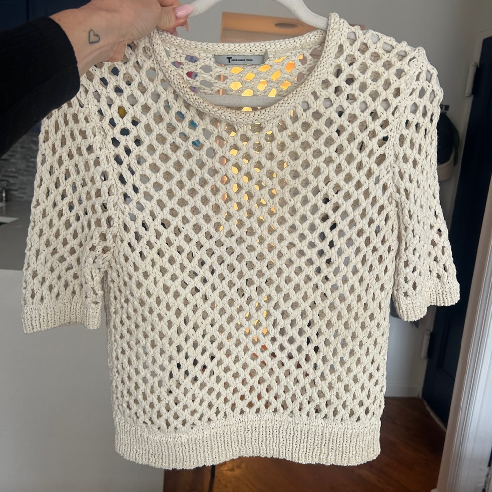 Alexander Wang Open-Knit Cream Sweater